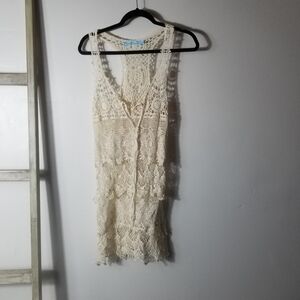 SOLITAIRE SWIM WOMEN'S CREAM SWIMSUIT COVER SIZE MEDIUM